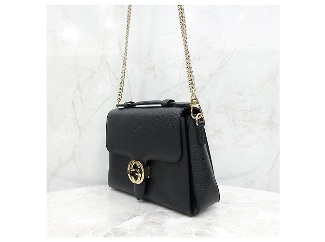 Gucci Bolsa de Ombro de Couro com Alça de Corrente e Alça de Mão Entrelaçada - vista 10