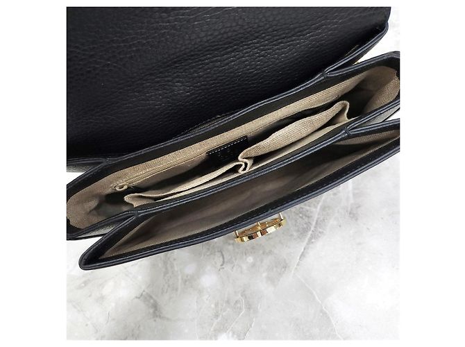 Gucci Bolsa de Ombro de Couro com Alça de Corrente e Alça de Mão Entrelaçada - vista 15