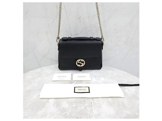Gucci Bolsa de Ombro de Couro com Alça de Corrente e Alça de Mão Entrelaçada - vista 8