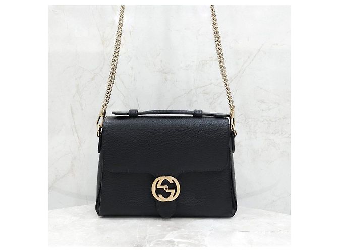 Gucci Bolsa de Ombro de Couro com Alça de Corrente e Alça de Mão Entrelaçada - vista 9