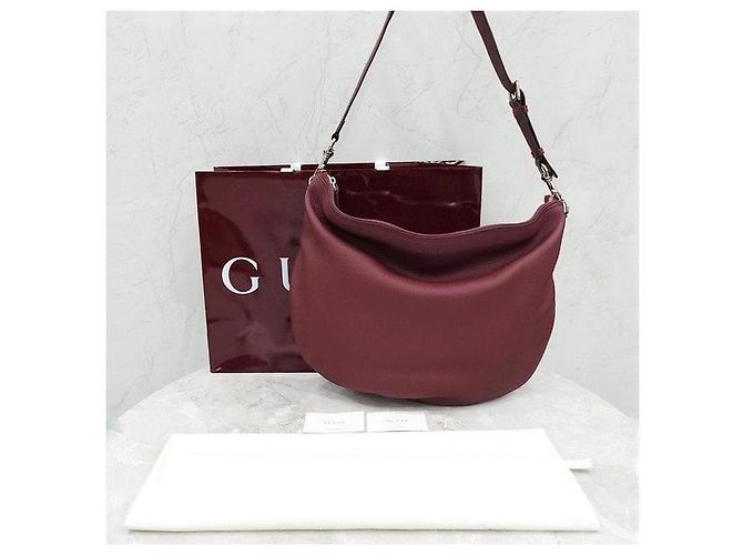 Gucci Borsa a tracolla grande in pelle Roso Ancora Red - vista 8