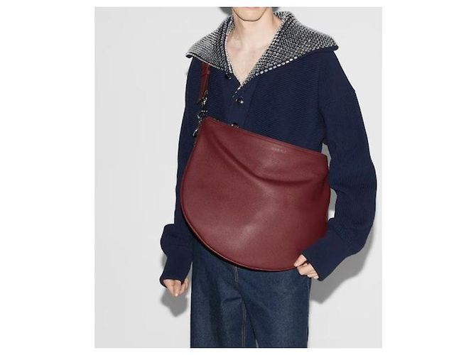 Gucci Borsa a tracolla grande in pelle Roso Ancora Red - vista 9