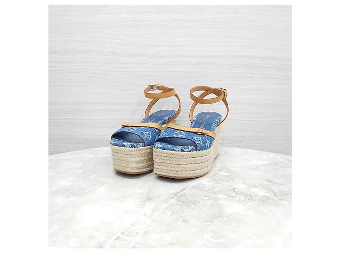 Louis Vuitton Sandali con zeppa Helios Denim Blue - vista 10