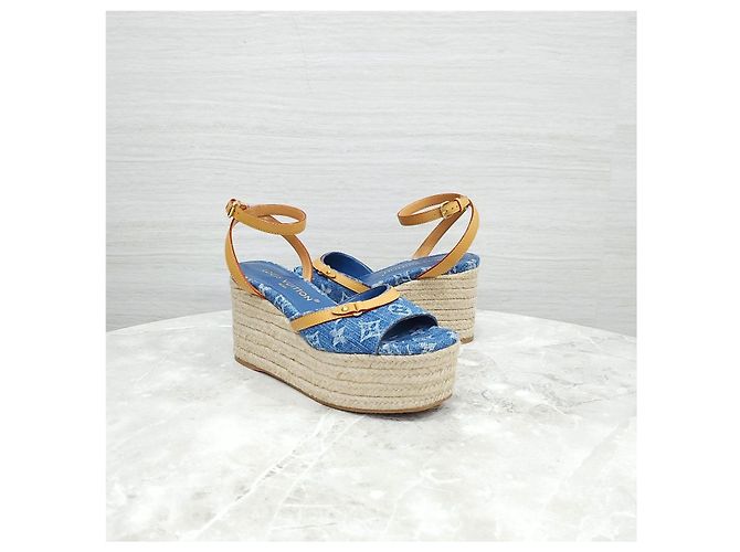 Louis Vuitton Sandali con zeppa Helios Denim Blue - vista 12