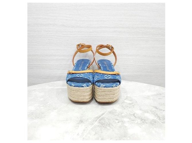 Louis Vuitton Sandali con zeppa Helios Denim Blue - vista 2