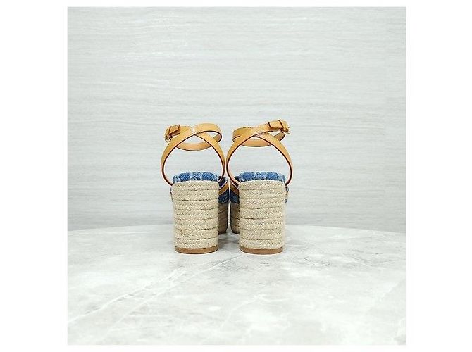 Louis Vuitton Sandali con zeppa Helios Denim Blue - vista 4
