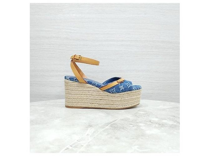 Louis Vuitton Sandali con zeppa Helios Denim Blue - vista 5
