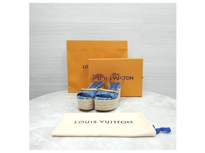 Louis Vuitton Sandali con zeppa Helios Denim Blue - vista 9