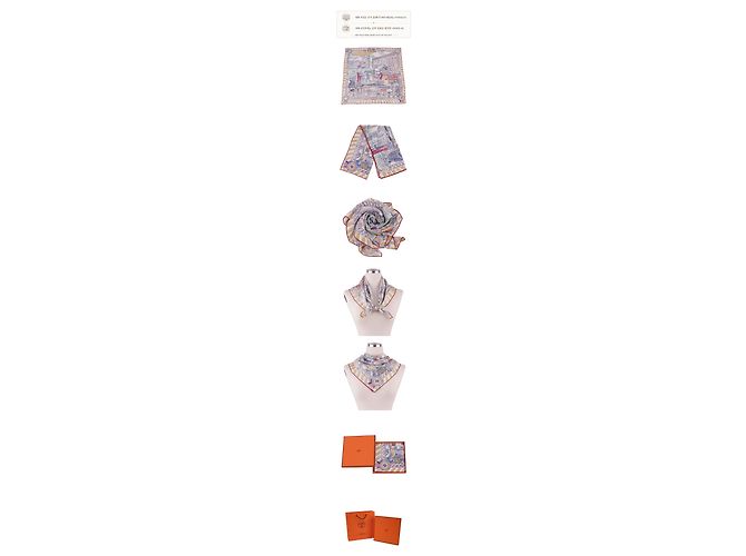 Hermès Pony Pit Stop Schal 70 Blau Seide - Ansicht 6