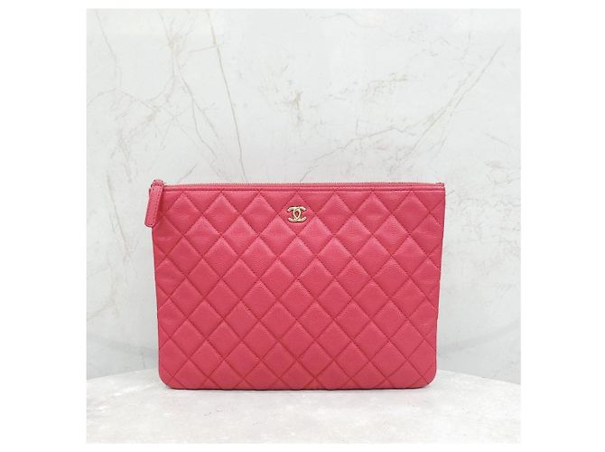 Chanel Pink Classic Caviar Clutch Medium Series - vista 8