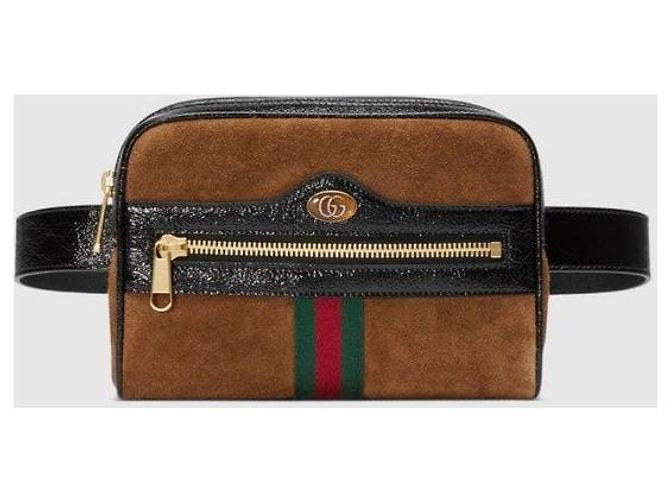 Gucci Borsetta cintura piccola Ophidia WEB in suede marrone - vista 8