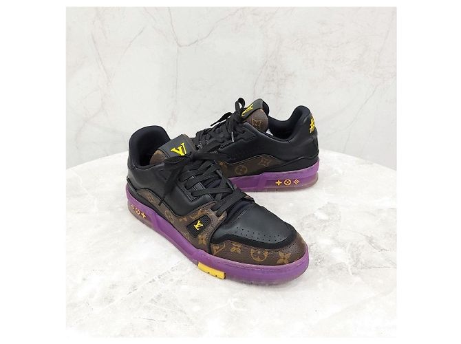 Baskets Trainer Louis Vuitton Vert Cuir - vue 8