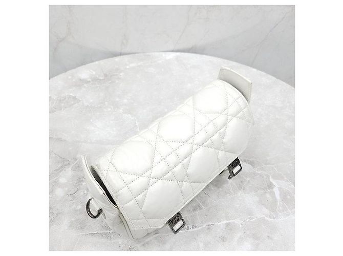Dior Borsa Camp Bag Macro Cannage in vitello bianco - vista 6