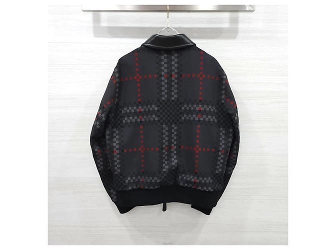 Burberry Pixel Check Wool Blend Leather Jacket - view 2