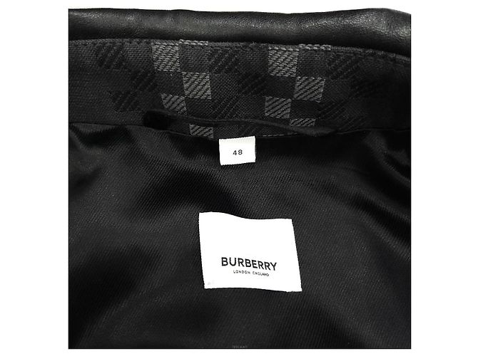 Burberry Pixel Check Wool Blend Leather Jacket - view 8