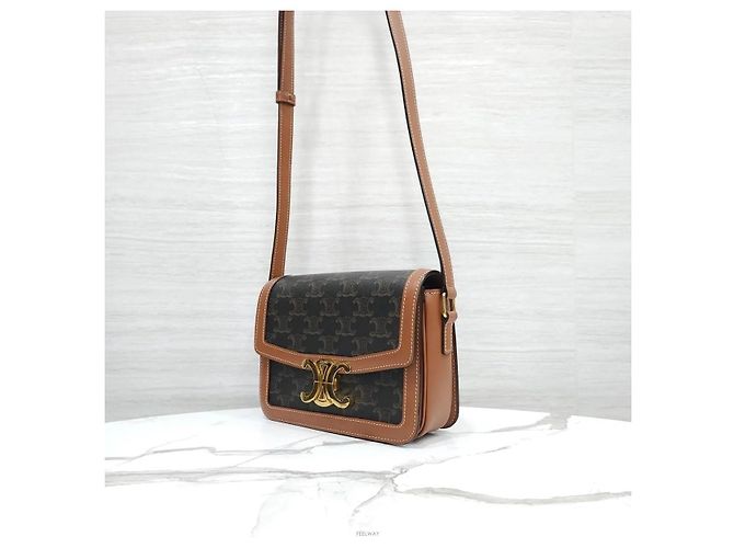 Borsa a tracolla Céline in tela marrone - vista 2