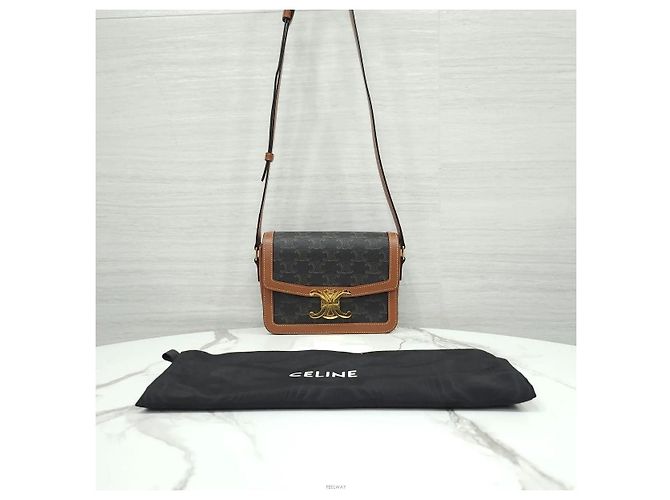 Borsa a tracolla Céline in tela marrone - vista 9