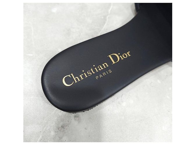 Dior Mules de algodão bordadas azul profundo - vista 6