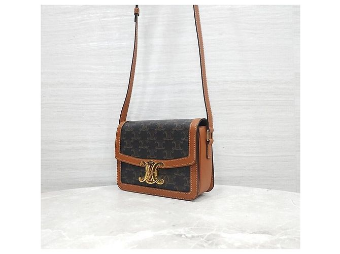 Borsa a tracolla Céline in tela marrone - vista 2