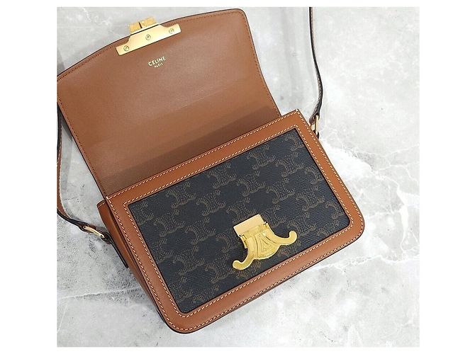 Borsa a tracolla Céline in tela marrone - vista 5