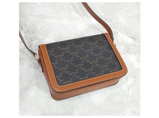 Borsa a tracolla Céline in tela marrone - vista 6
