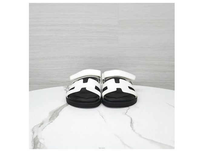 Hermès Sandali Slippers in vitello bianco - vista 2