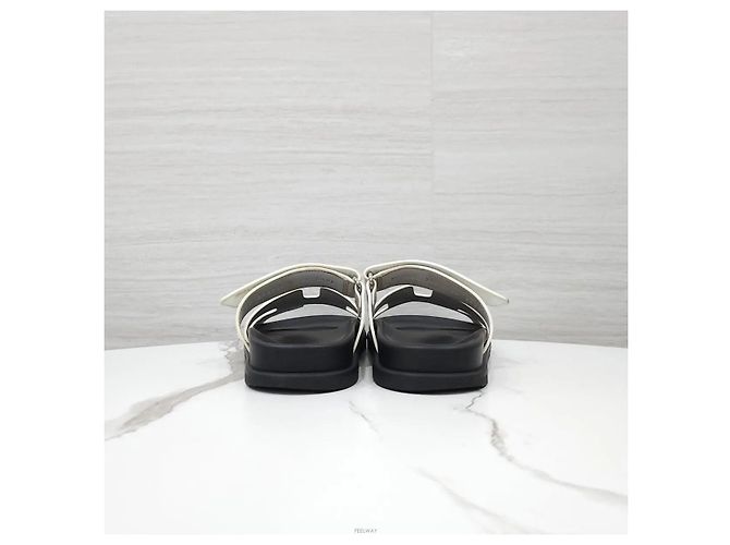 Hermès Sandali Slippers in vitello bianco - vista 3