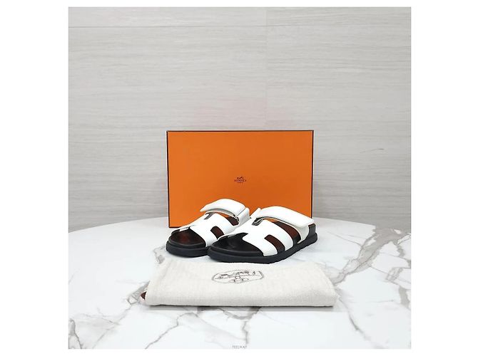 Hermès Sandali Slippers in vitello bianco - vista 6