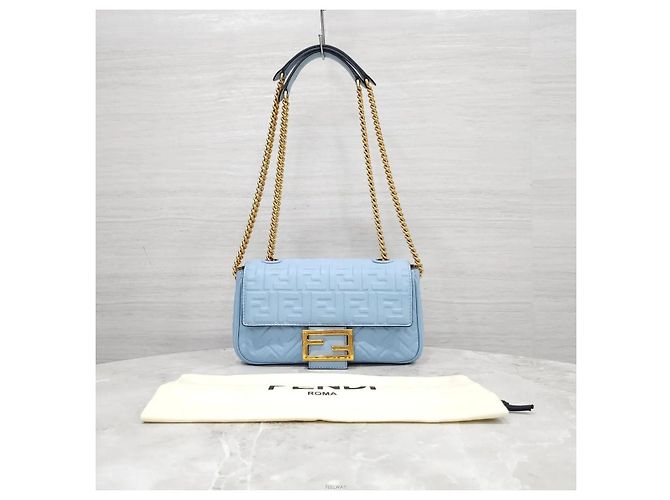 Fendi Borsa a spalla Baguette in pelle con catena - vista 9