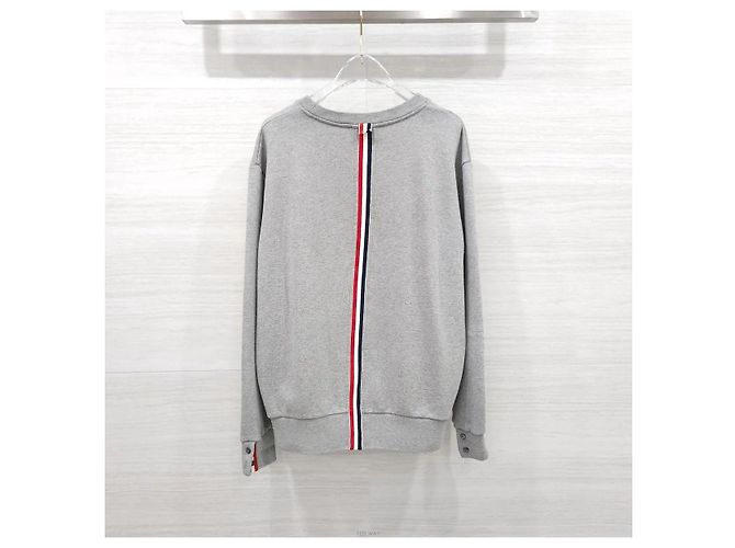 Thom Browne Gray Three-Stripe Sweatshirt - view 2