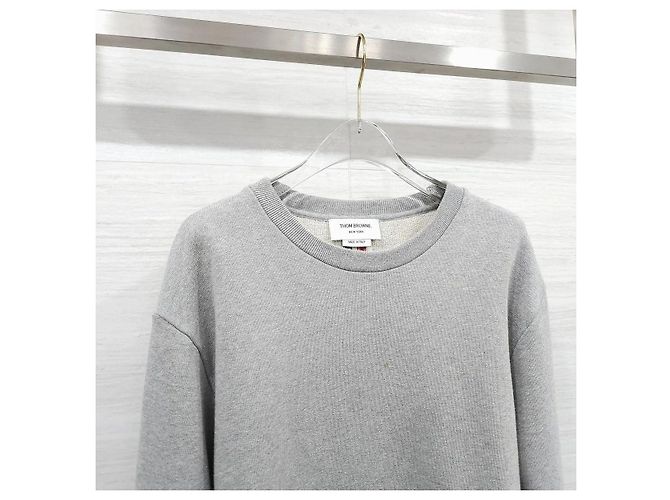 Thom Browne Gray Three-Stripe Sweatshirt - view 3