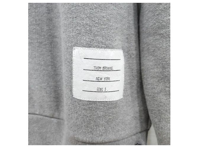 Thom Browne Gray Three-Stripe Sweatshirt - view 5