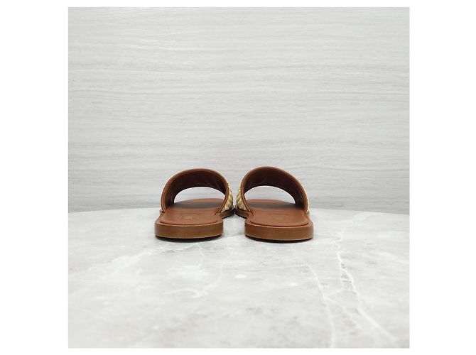 Miu Miu Sandali slide in rafia con logo - vista 11