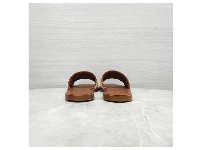 Miu Miu Sandali slide in rafia con logo - vista 3
