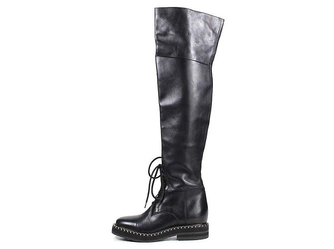 Chloé Botas Over-the-Knee de cuero negro - vista 2