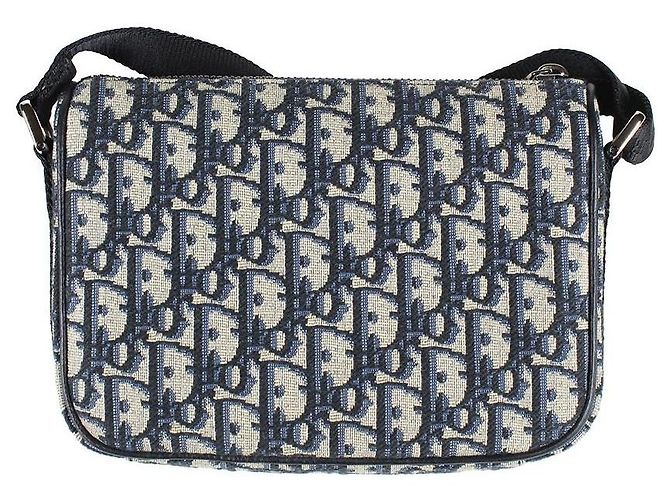 Dior 8 Borsa a Tracolla in Tela Jacquard Oblique e Pelle Nera - vista 3