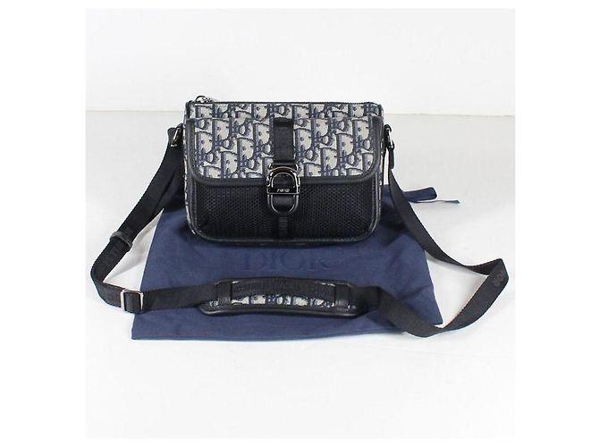 Dior 8 Borsa a Tracolla in Tela Jacquard Oblique e Pelle Nera - vista 7