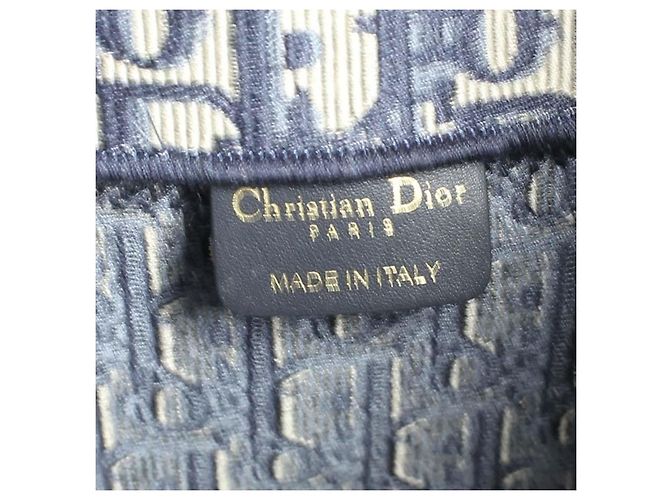Christian Dior Borsa a Tracolla Oblique Toile Monogramme Blu e Beige - vista 6