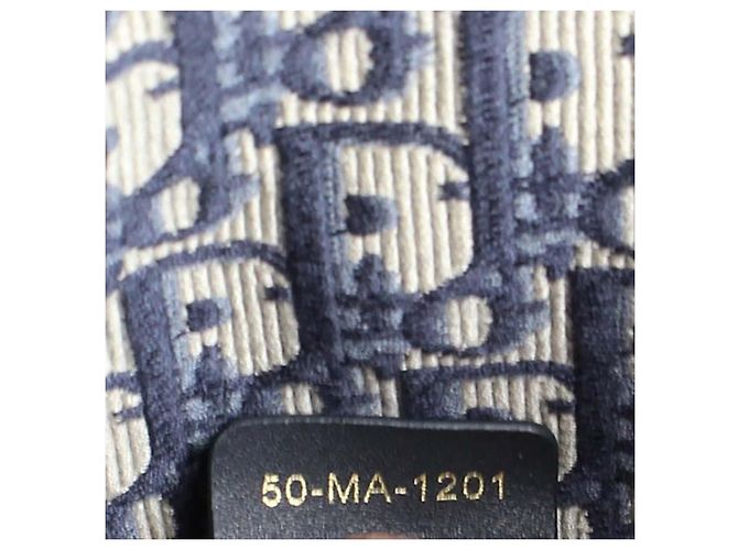 Christian Dior Borsa a Tracolla Oblique Toile Monogramme Blu e Beige - vista 7