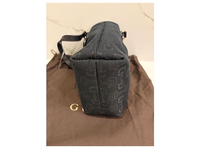 Borsa a mano Gucci nera canvas monogram - vista 7