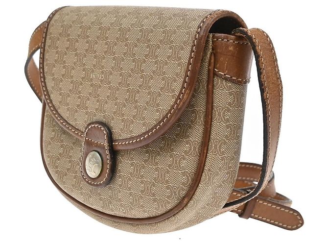 Céline Celine Besace Flap Triomphe Coated Canvas Mini - vista 3