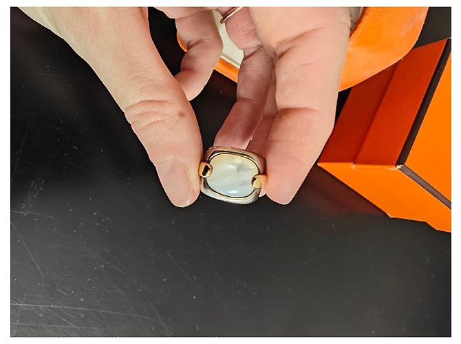 Anello Sigillo Hermès in Argento e Madreperla - vista 3
