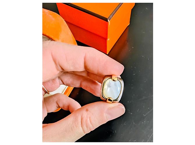 Anello Sigillo Hermès in Argento e Madreperla - vista 4