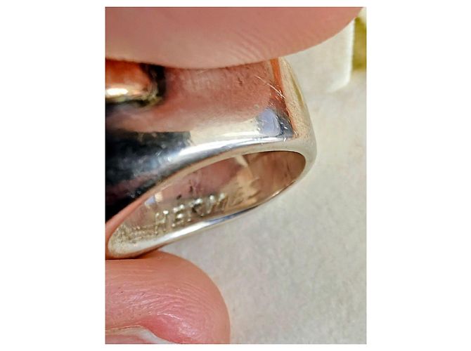 Anello Sigillo Hermès in Argento e Madreperla - vista 7