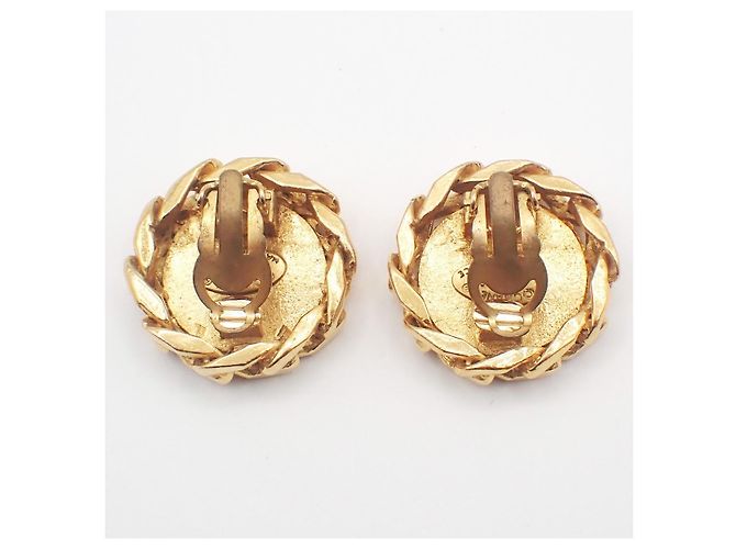 Chanel Vintage CC Round Clip-On Metal with Crystals - vista 2