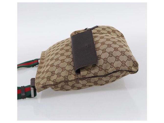 Borsa a tracolla Gucci Double Pocket Web GG Canvas Medium - vista 3