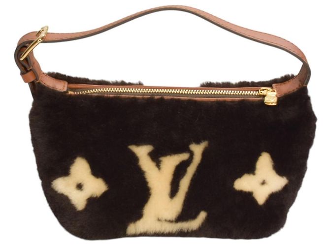 Louis Vuitton Pochette Rabat Shearling Monogram Marrone - vista 2
