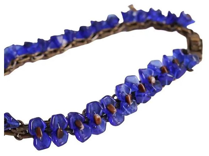Collana Chanel in metallo blu - vista 4