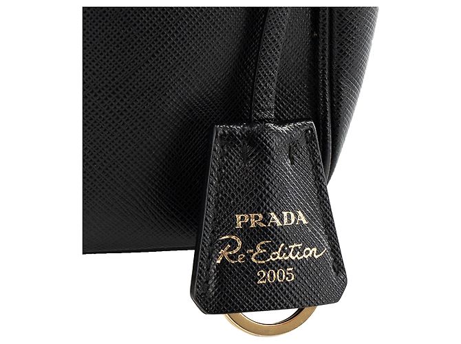 PRADA - Borsa a tracolla Re-Edition 2005 Prada in pelle saffiano nera - vista 7