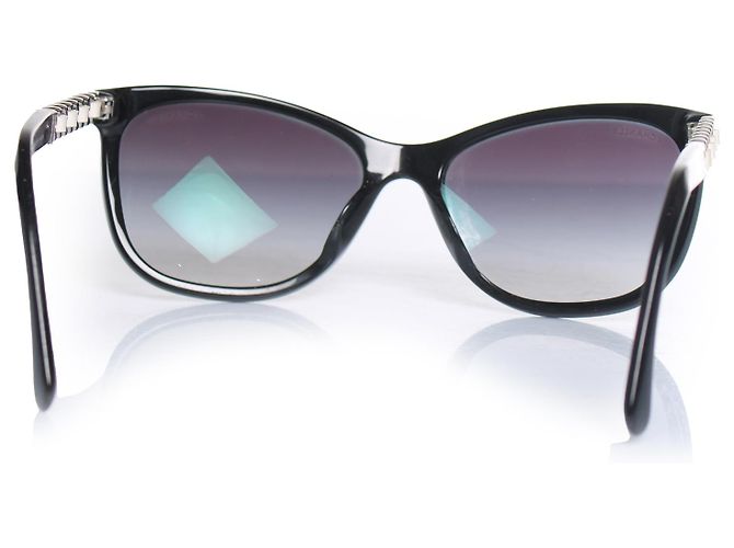 Chanel, gafas de sol cat-eye con cadena de cuero blanco - vista 5